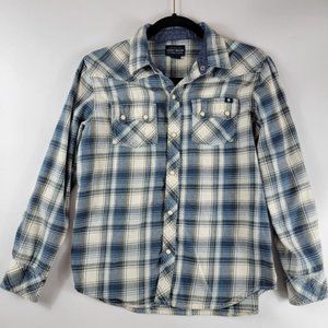 Plaid Button Down in Blue & White, L